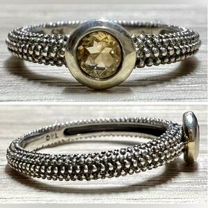 Vintage Designer Town & Country Sterling Silver Pebbled Citrine Ring, Size 6
